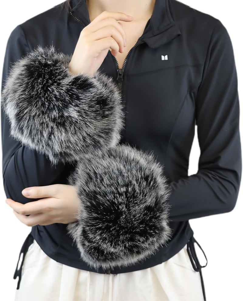 Peecabe Winter Women Fuzzy Arm Warmers Girls Faux Fur Short Wrist Cuffs Fluffy Soft Wrist Cover Ankle Warmer - Image 1